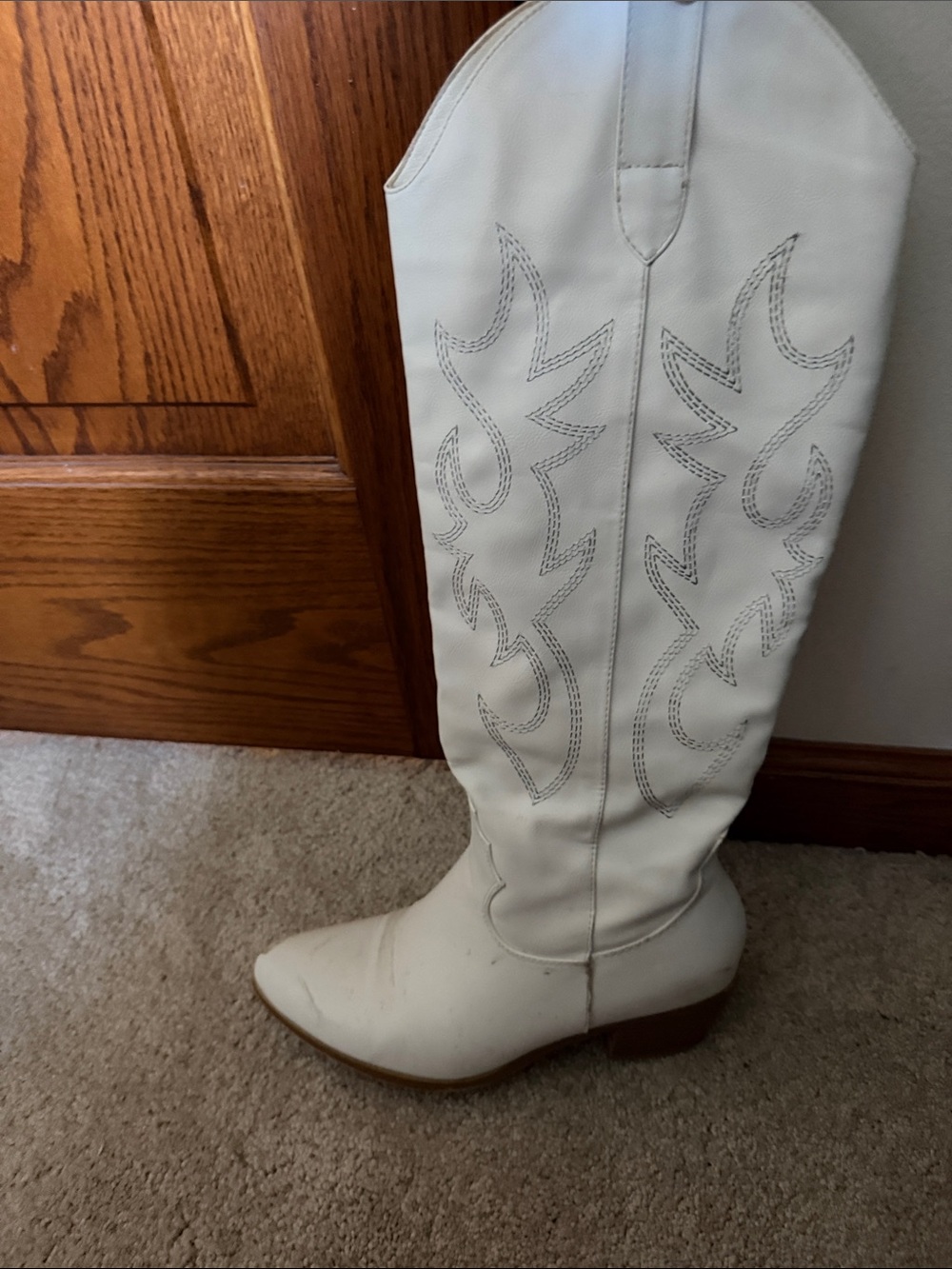 White Women's Western Knee-High Boot